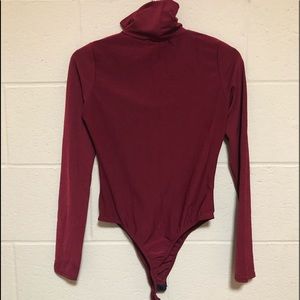 Pretty Little Thing Burgundy Turtleneck Bodysuit